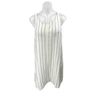 Vince Camuto White Linen Striped Sleeveless Cami Camisole Mini Tank Dress Sz XL